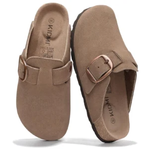 Comwarm Women’s Suede Clogs – Memory Foam Cork Footbed, Mocha