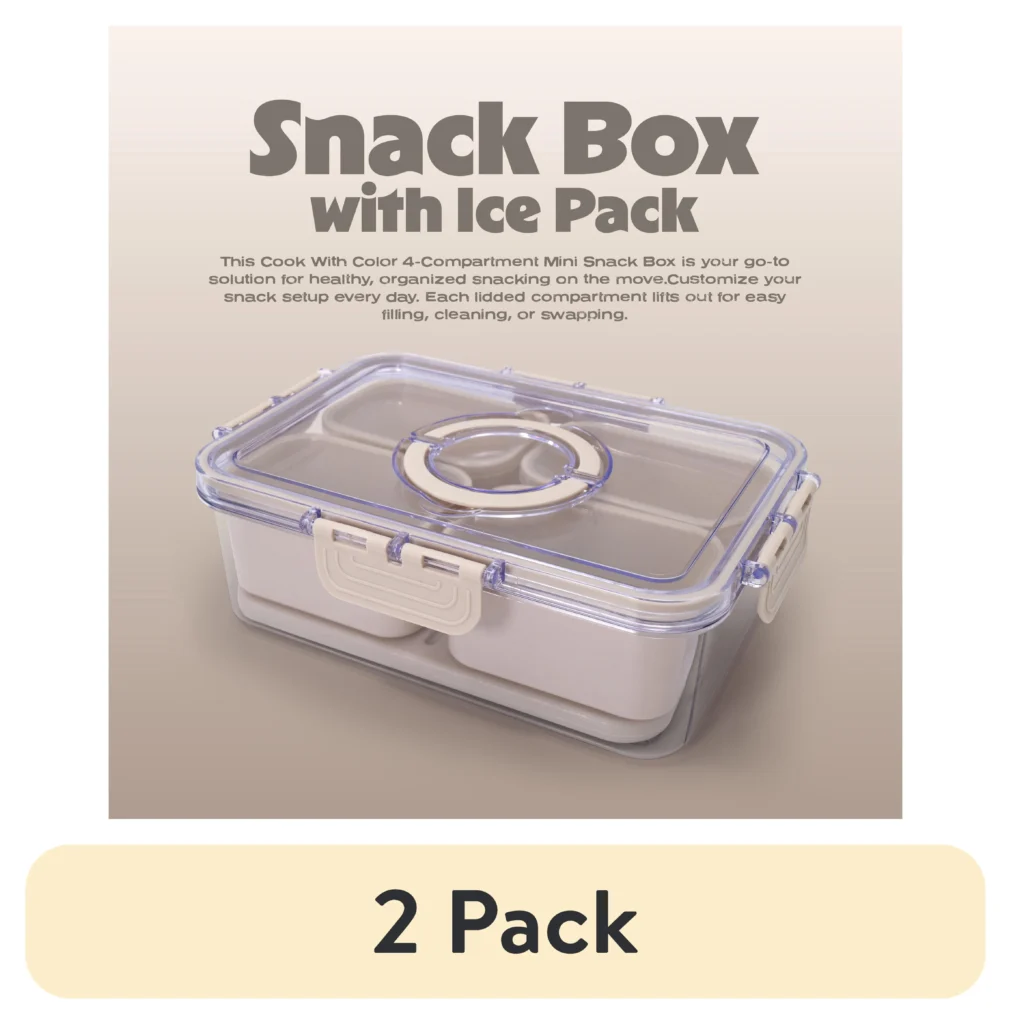 Cook with Color 4 Compartment Snack Box Carrier – with Ice Pack — close-up detail of design and finish