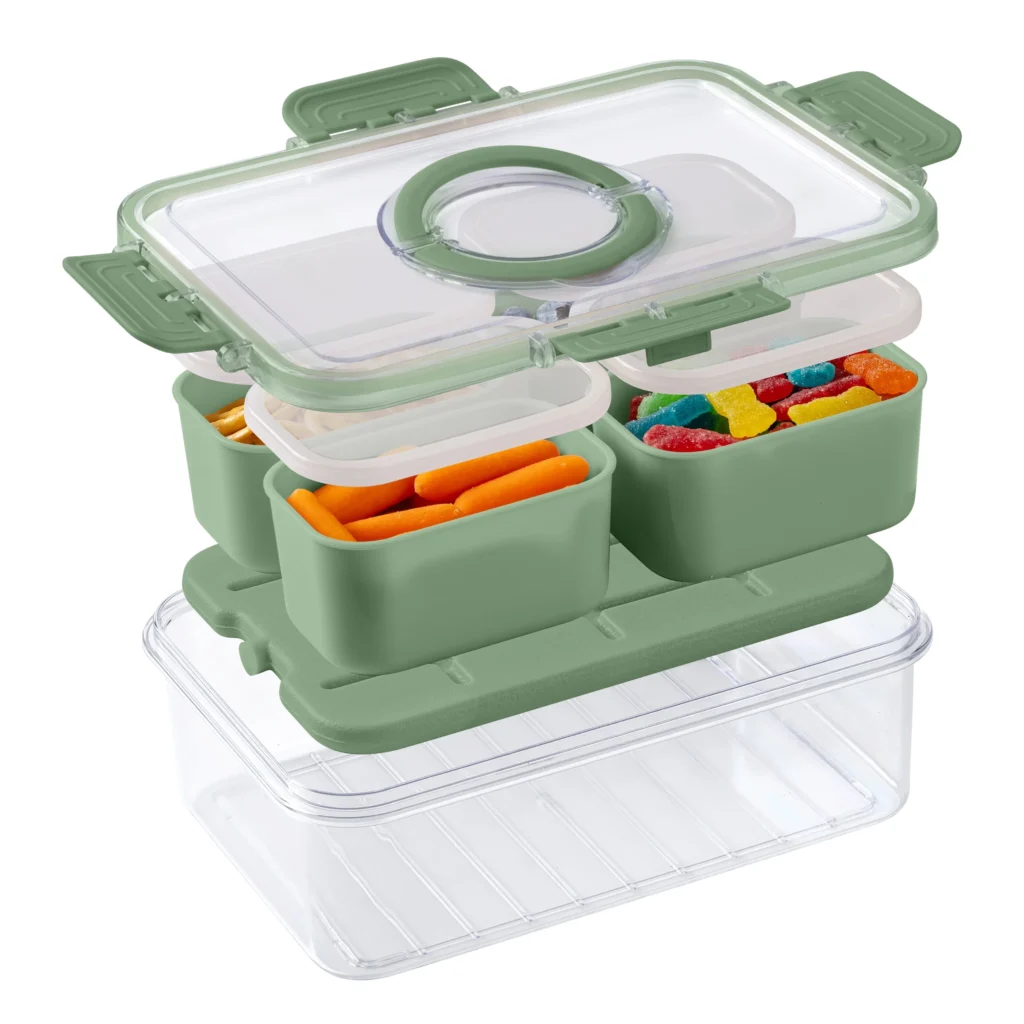 Cook with Color 4 Compartment Snack Box Carrier – with Ice Pack — alternate angle showing full product