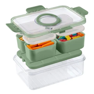 Cook with Color 4 Compartment Snack Box Carrier – with Ice Pack