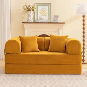 COOLHUT 63″ High Rebound Foam Combo Sofa – 2-in-1 Floor Couch