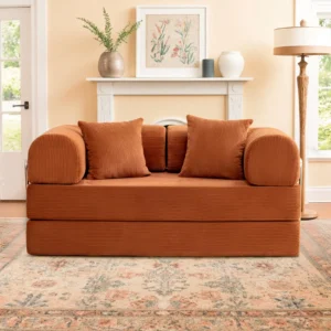 COOLHUT 63″ High Rebound Foam Combo Sofa – 2-in-1 Floor Couch