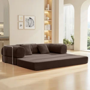 COOLHUT 63″ High Rebound Foam Combo Sofa – 2-in-1 Floor Couch