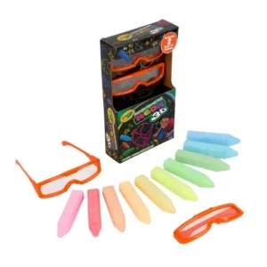 Crayola 3D Chalk Set – 12 Count with 3D Glasses for Kids