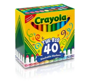 Crayola Fineline Ultra Clean Markers – 40 Count for Versatile Art