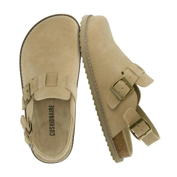 Cushionaire Brooklyn Suede Clog Sandal – Memory Foam Slingback