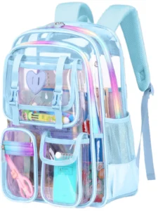 DAKIMOE Clear Backpack Heavy Duty Stadium Approved School Kids Cute Transparent Backpacks Clear Bag Travel