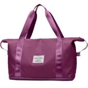 DAKIMOE Weekender Bag for Women – Travel Duffle with Wet/Dry Pocket Purple