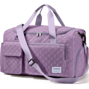 DAKIMOE Weekender Bags for Women Travel Bag Carry on Gym Bag Travel Duffle Bag with Wet Dry Pocket Front Phone Pocket Trolley Sleeve Pocket Purple