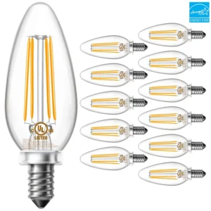 DAYBETTER E12 LED Candelabra Bulbs 60W Dimmable – 500 Lumens Warm White