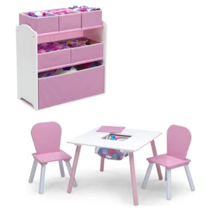 Delta Children 4 Piece Toddler Playroom Set Pink White