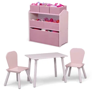 Delta Children 4 Piece Toddler Playroom Set Pink White