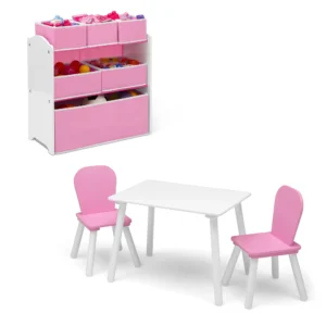 Delta Children 4 Piece Toddler Playroom Set Pink White