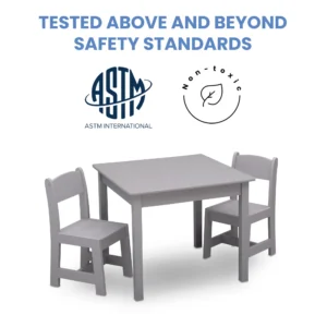 Delta Children MySize Wood Play Table and Chair Set 2 Chairs Included Greenguard Gold Certified Grey