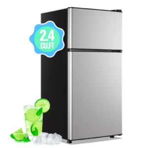 DEMULLER 2.4 Cu Ft Mini Fridge with Freezer – Compact Gray