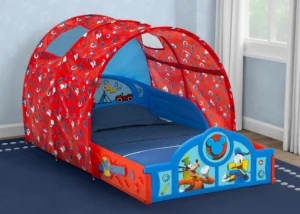 Disney Mickey Mouse Sleep and Play Toddler Bed with Tent by Delta Children Blue Red