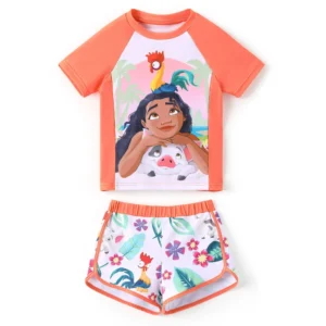 Disney Moana Girls Swim Set – Graphic Top & Shorts 2-Piece – Sizes 2-6