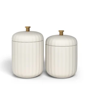 Drew Barrymore Fluted Stoneware Vanity Jar Set – Charcoal Gray