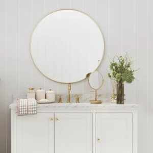 Drew Barrymore Gold Vanity Mirror with Storage – Elegant Design