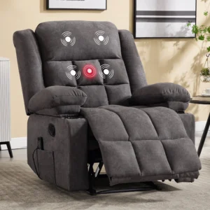 Ebello 35″ Wide Gray Microfiber Manual Recliner – Living Room Comfort