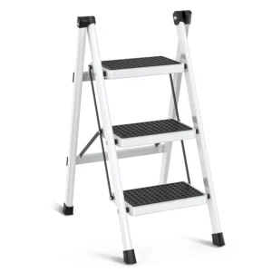 edx 3 Step Ladder Folding Step Stool Non Slip Treads Lightweight Portable Load Capacity To 800 Lbs Suitable For Home Workplace Use Blue White