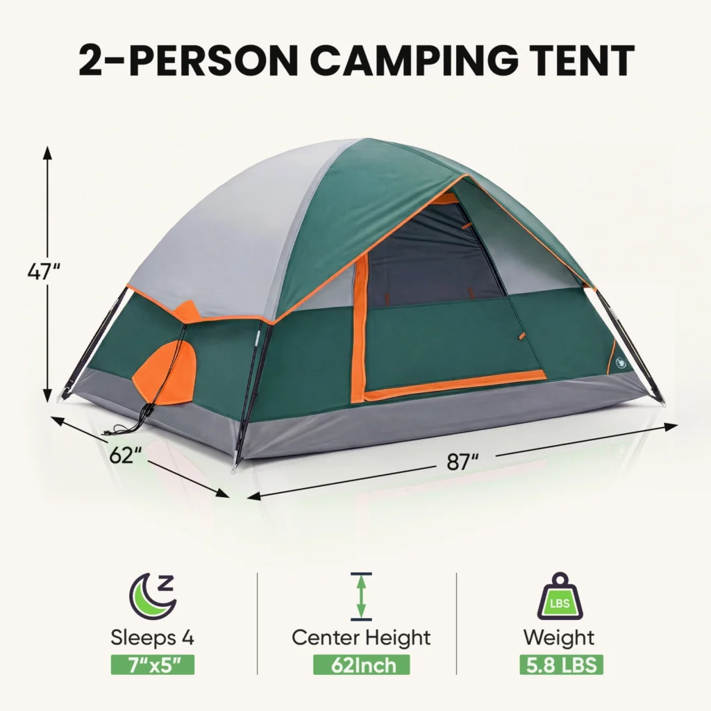 EDX 4-Person Waterproof Dome Tent β Easy Setup & Lightweight β alternate angle showing full product