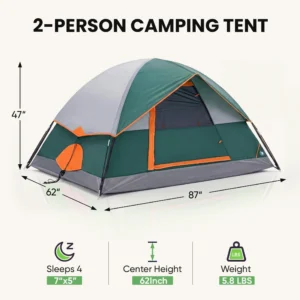EDX 4-Person Waterproof Dome Tent – Easy Setup & Lightweight