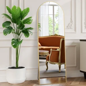 EDX Arched Full Length Mirror 59in – Gold, Free Standing or Wall Mount