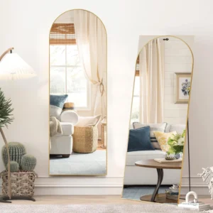 EDX Arched Full Length Mirror 59in – Gold, Free Standing or Wall Mount