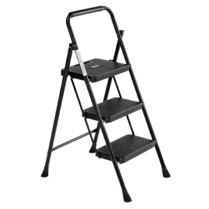 edx Heavy Duty 800Lbs Capacity 3 Step Ladder – Portable Folding Step Stool