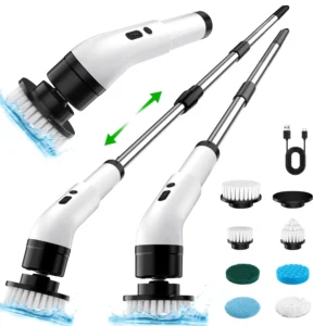 Electric Spin Scrubber Cordless Bath Tub Power Scrubber Long Handle 7 Replaceable Heads Detachable Short Handle Shower Cleaning Brush Household Tools