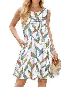 Fantaslook Flowy Floral Tank Dress – Asymmetrical Hem with Pockets