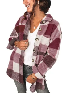 Fantaslook, Womens Plaid Flannel Shacket, XL, Pink