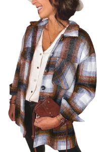 Fantaslook, Womens Plaid Flannel Shacket, XL, Pink