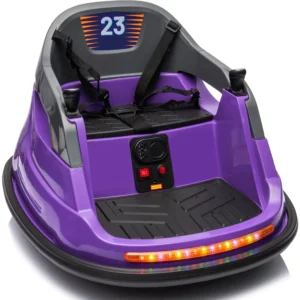 Flybar 6V Bumper Car Purple – 360 Spin, LED Lights, Ages 1-5