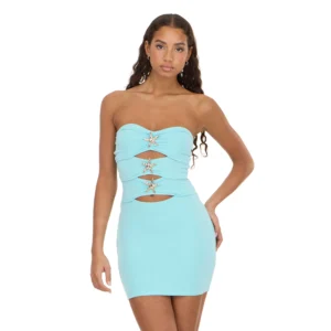Forever 21 Women s Bandage Style Maxi Dress with Seashell Hardware Strapless Bodycon Evening Dress Cutout Front Formal Party Dress Black XXL