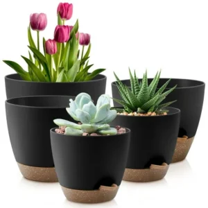 FOUKUS Self-Watering Plant Pots Set – Eco-Friendly Plastic Planters