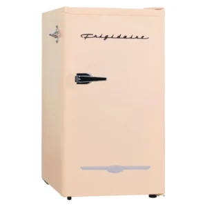 Frigidaire 3.2 Cu Ft Retro Compact Refrigerator – Coral with Side Bottle Opener