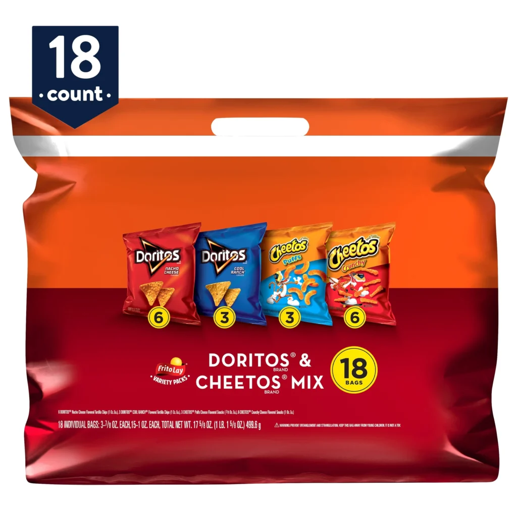 Frito Lay Doritos Cheetos Mix Variety Pack Snack Chips 18 Count Multipack
