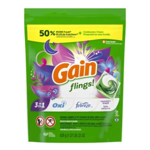 Gain Flings Laundry Detergent Packs with Oxi Boost and Febreze Moonlight Breeze Scent 31 Count