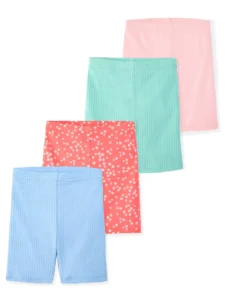 Garanimals Baby Toddler Girls Biker Shorts 4-Pack – Soft Jersey, Sizes 0M-6T