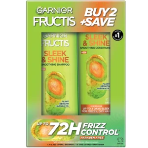 Garnier Fructis Sleek Shine Shampoo & Conditioner – Anti-Frizz, Shine