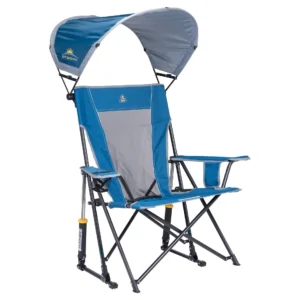 GCI Outdoor Kickback Rocker Foldable Camp Chair – Blue Retro