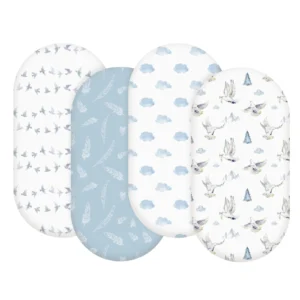 Gllquen Premium Bassinet Sheets 4-Pack – Cloud Bears for Newborns