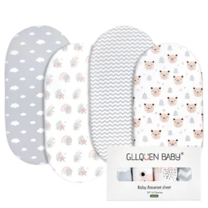 Gllquen Premium Bassinet Sheets 4-Pack – Cloud Bears for Newborns