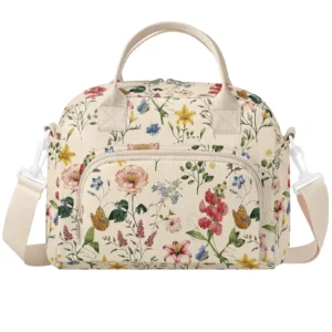 Gocvo Lunch Bag for Women Insulated Lunch Box Reusable Cooler Bag Portable Cute Corduroy Lunch Tote Bags for Travel Work Picnic Bow