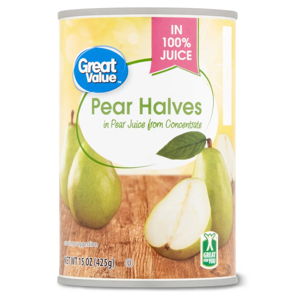 Great Value Pear Halves in 100 Juice 15 oz