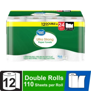 Great Value Ultra Strong Paper Towels – 12 Double Rolls