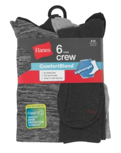 Hanes Cool Dri Crew Socks 3-Pack – Moisture-Wicking for Men
