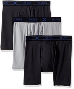 Hanes Men’s Moisture-Wicking Boxer Briefs 3-Pack – Black/Grey